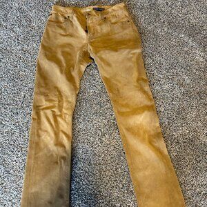 RALPH LAUREN RL Cowboy Boot 100% Leather Pants Distressed Mustard Size 28